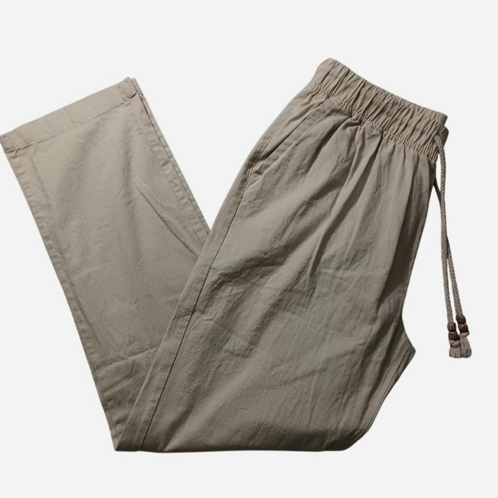 Manwan Walk Pants Cotton Linen Blend Cream Beach Neutral Lightweight Size Medium - Picture 3 of 9